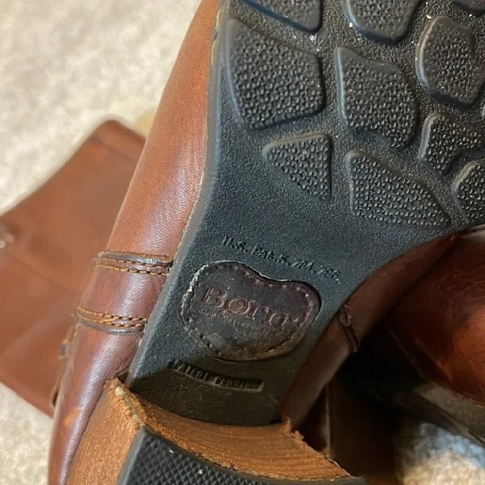 Born Brown Leather Mid-Calf Heeled Boots - Picture 4 of 7